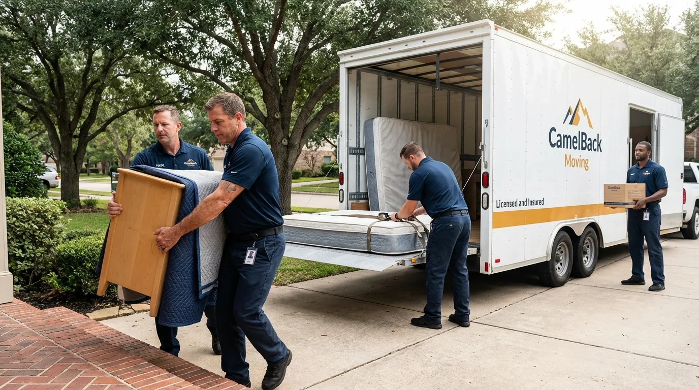 Crew loading residential truck for cross-state move from Patrick Springs, VA